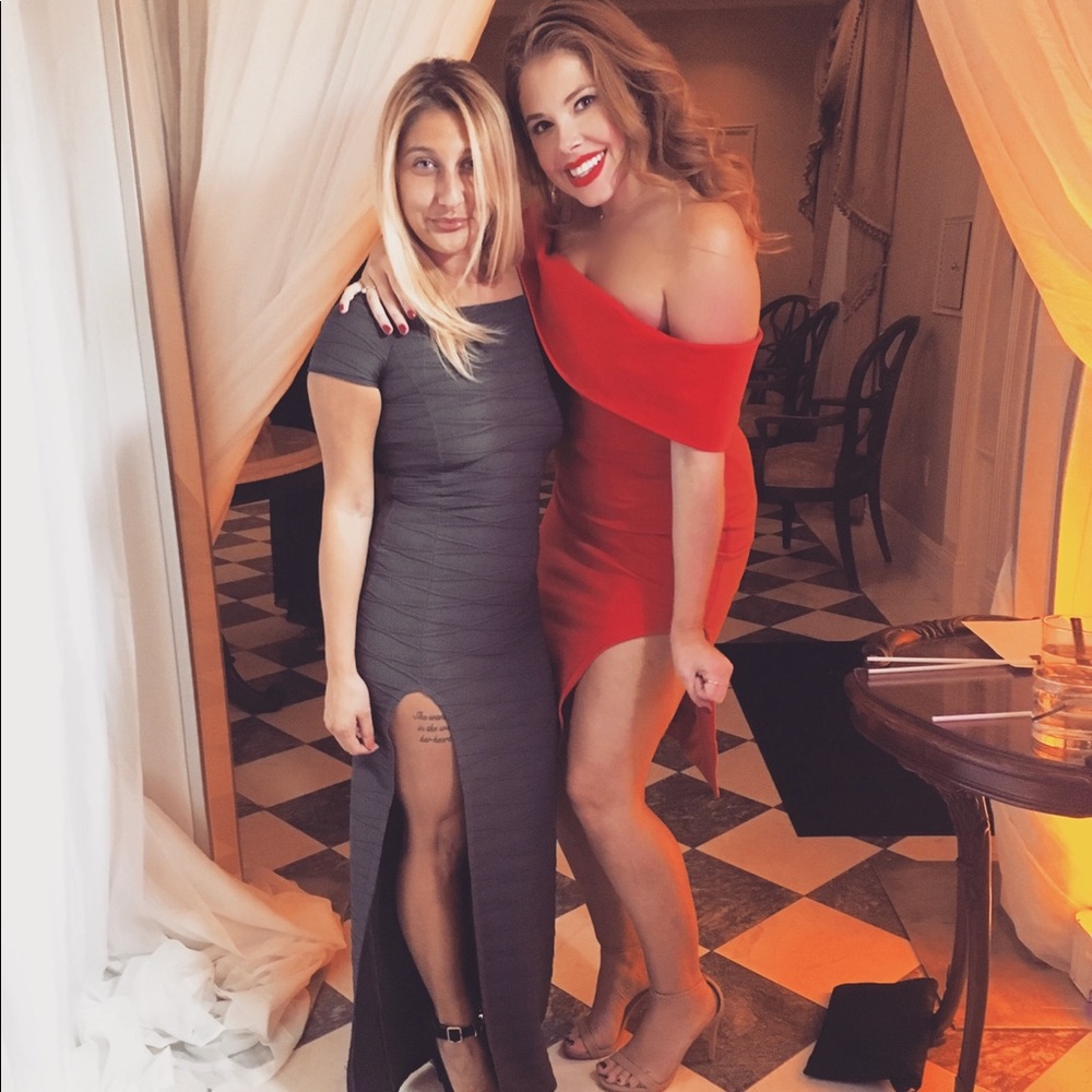 ASOS Red body-con dress with thigh high split